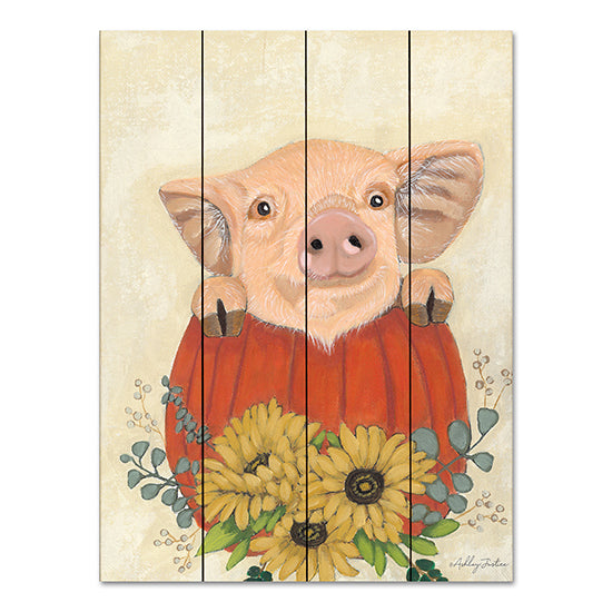 Ashley Justice AJ107PAL - AJ107PAL - Clementine - 12x16 Pig, Pumpkin, Flowers, Fall, Autumn, Whimsical, Sunflowers from Penny Lane