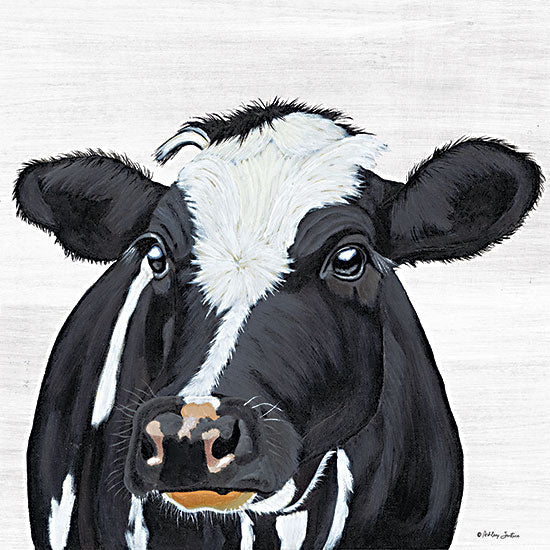 Ashley Justice AJ134 - AJ134 - Tilly - 12x12 Cow, Black & White Cow, Dairy Cow, Farm Animal, Portrait from Penny Lane