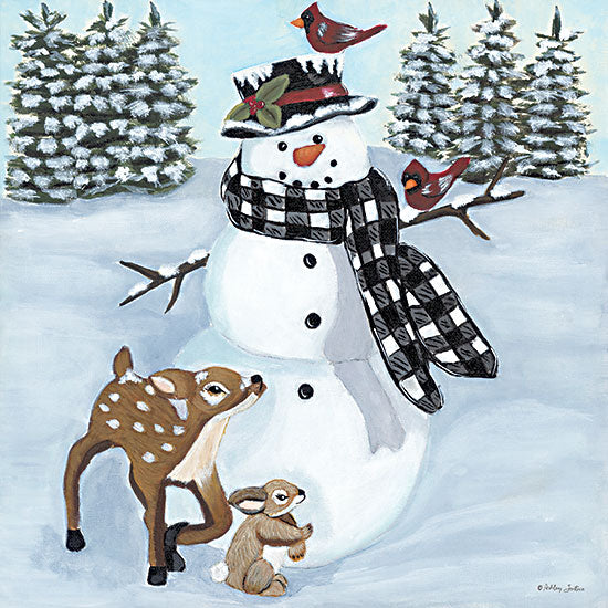 Ashley Justice AJ136 - AJ136 - Winter Time Friends - 12x12 Snowman, Winter, Animals, Friends, Whimsical, Forest, Trees from Penny Lane