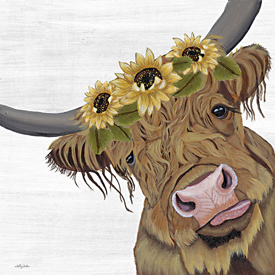 Ashley Justice AJ146 - AJ146 - Sunflower Highland - 12x12 Cow, Highland Cow, Whimsical, Sunflowers, Floral Crown, Flowers, Fall from Penny Lane