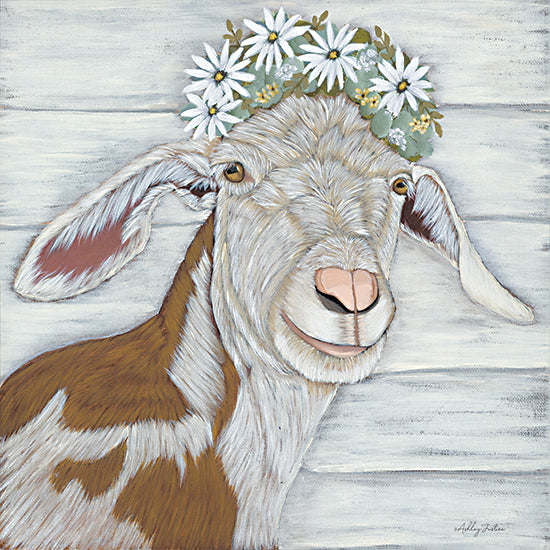 Ashley Justice AJ156 - AJ156 - Daphne - 12x12 Goat, Whimsical, Daisies, Flowers, Spring, Floral Crown from Penny Lane