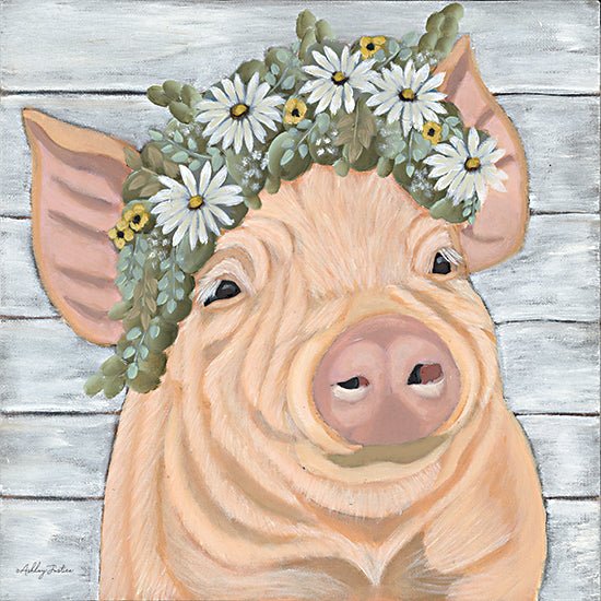 Ashley Justice AJ157 - AJ157 - Ruth - 12x12 Pig, Whimsical, Daisies, Flowers, Spring, Floral Crown from Penny Lane