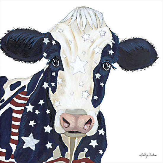 Ashley Justice AJ165 - AJ165 - Freedom Cow - 12x12 Patriotic, Cow, Whimsical, Red, White & Blue, Stars and Stripes, July 4th, Independence Day, Summer from Penny Lane