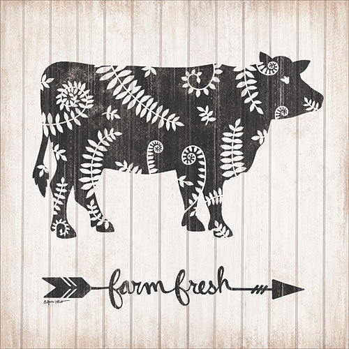 Annie LaPoint ALP1637 - Farm Fresh Cow - Cow, Arrow, Flowers, Sepia, Wood Planks from Penny Lane Publishing