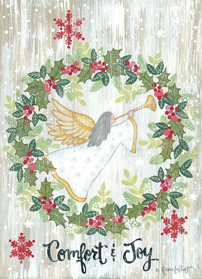Annie LaPoint ALP1883 - ALP1883 - Comfort & Joy Wreath - 12x16 Comfort and Joy, Holidays, Christmas, Wreath, Holly and Berries, Angel, Snowflakes, Signs from Penny Lane