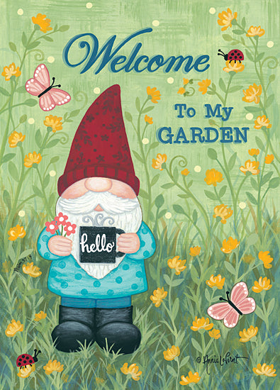 Annie LaPoint ALP1958 - ALP1958 - Welcome to My Garden - 12x18 Signs, Typography, Garden Gnome, Butterflies, Ladybug, Flowers, Garden from Penny Lane