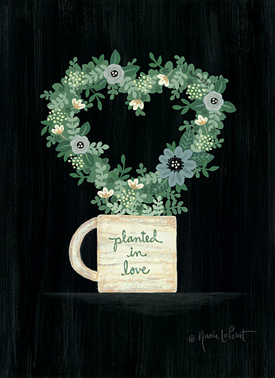 Annie LaPoint ALP1963 - ALP1963 - Planted in Love - 12x16 Coffee Cup, Wreath, Flowers, Greenery, Kitchen, Planted in Love from Penny Lane