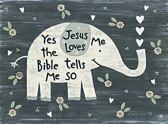 Annie LaPoint ALP1964 - ALP1964 - Jesus Loves Me Elephant      - 16x12 Elephant, Baby, Jesus Loves Me, Lyrics, Music, Hearts from Penny Lane