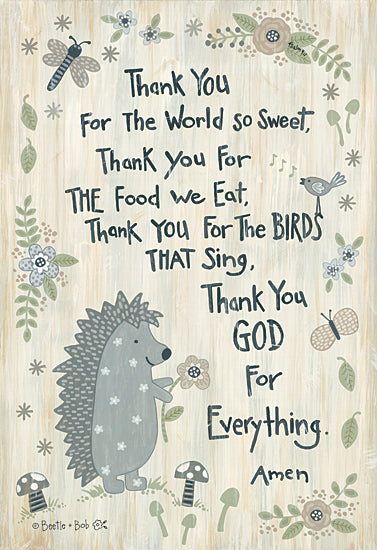 Annie LaPoint ALP1965 - ALP1965 - Thank You God    - 12x18 Hedgehog, Thank You, Thank you God, Religious, Signs, Baby from Penny Lane