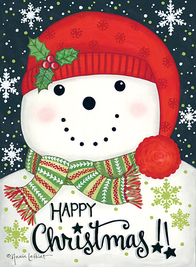 Annie LaPoint ALP1987 - ALP1987 - Happy Christmas Snowman - 12x16 Happy Christmas, Snowman, Holidays, Winter, Snowflakes from Penny Lane