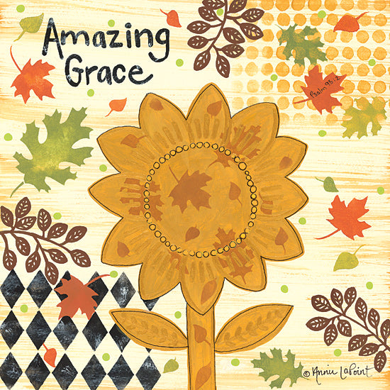 Annie LaPoint ALP2061 - ALP2061 - Amazing Grace - 12x12 Amazing Grace, Thanksgiving, Flower, Leaves, Autumn, Patterns, Signs from Penny Lane