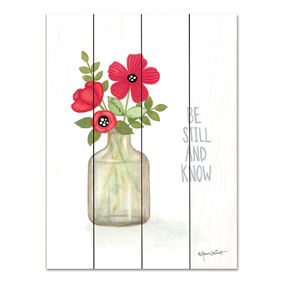 Annie LaPoint ALP2077PAL - ALP2077PAL - Red Blossoms - Be Still - 12x16 Be Still and Know, Bible Verse, Religious, Red Flowers, Flowers, Vase, Bouquet from Penny Lane