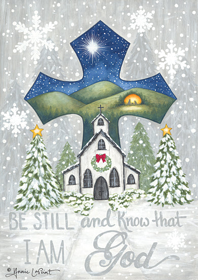 Annie LaPoint ALP2091 - ALP2091 - Christmas Cross - 12x16 Christmas Cross, Christmas, Cross, Be Still and Know That I Am God, Winter, Church, Typography, Signs from Penny Lane