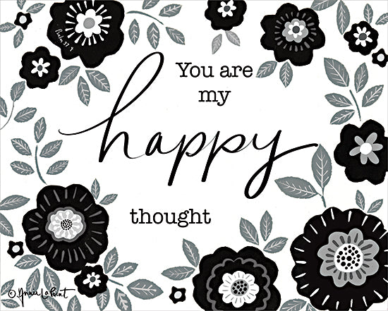 Annie LaPoint ALP2179 - ALP2179 - Happy Thought - 16x12 Inspirational, You are My Happy Thought, Typography, Signs, Textual Art, Flowers, Black &White from Penny Lane