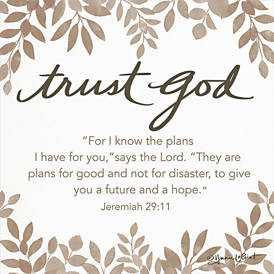 Annie LaPoint ALP2216 - ALP2216 - Trust God - 12x12 Religious, Trust God, For I Know the Plans I have for You Says the Lord, Jeremiah, Bible Verse, Typography, Signs, Textual Art, Greenery from Penny Lane