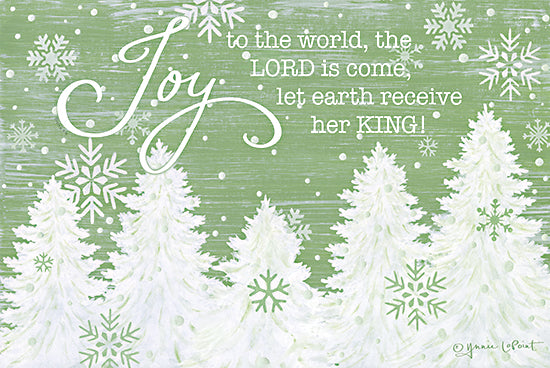 Annie LaPoint ALP2226 - ALP2226 - Joy to the World - 18x12 Christmas, Holidays, Joy to the World, Christmas Music, Typography, Signs, Winter, Trees, Snowflakes, Green & White from Penny Lane