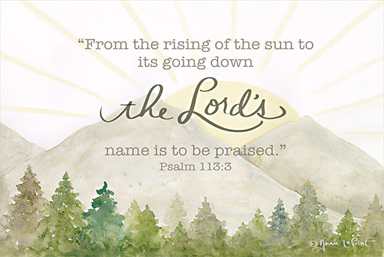 Annie LaPoint ALP2229 - ALP2229 - Rising of the Sun - 18x12 Religious, Landscape, From the Rising of the Sun to It's Going Down, Psalm, Bible Verse, Typography, Signs, Textual Art, Mountains, Trees, Sun, Nature from Penny Lane