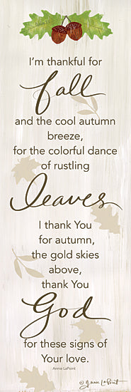 Annie LaPoint ALP2266 - ALP2266 - I'm Thankful for Fall I - 6x18 Fall, Thankful for Fall, Typography, Signs, Textual Art, Leaves, Acorns, Religious from Penny Lane