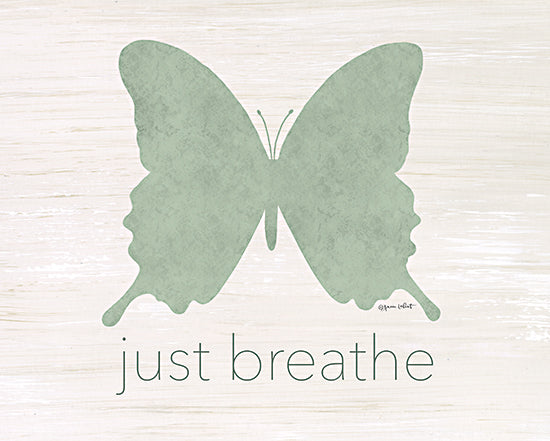 Annie LaPoint ALP2305 - ALP2305 - Just Breathe Butterfly - 16x12 Butterfly, Inspirational, Just Breathe, Typography, Signs, Textual Art, Green & White from Penny Lane