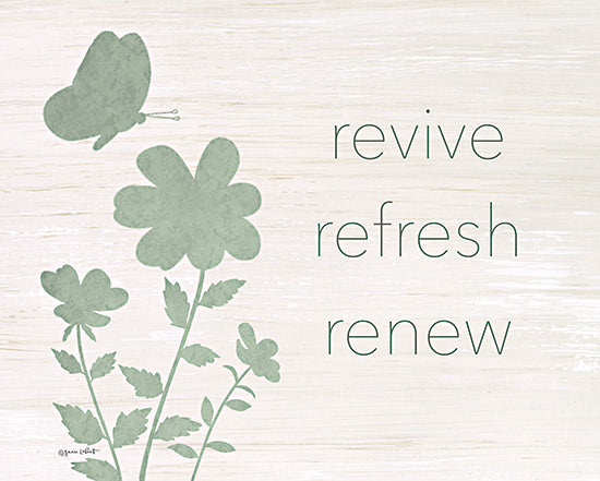 Annie LaPoint ALP2306 - ALP2306 - Revive, Refresh, Renew - 16x12 Butterfly, Flowers, Inspirational, Revive, Refresh, Renew, Typography, Signs, Textual Art, Green & White from Penny Lane