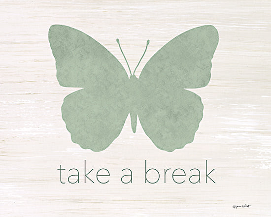 Annie LaPoint ALP2307 - ALP2307 - Take a Break Butterfly - 16x12 Butterfly, Inspirational, Take a Break, Typography, Signs, Textual Art, Green & White from Penny Lane