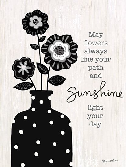 Annie LaPoint ALP2321 - ALP2321 - Light Your Way - 12x16 Inspirational, May Flowers Always Line Your Path and Sunshine Light Your Day, Typography, Signs, Textual Art, Flowers, Crock, Motivational, Black & White from Penny Lane