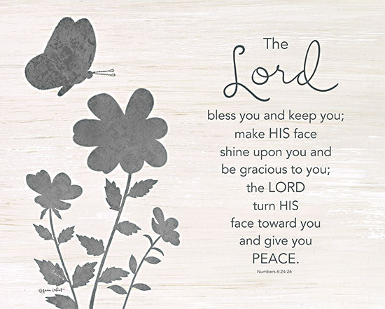 Annie LaPoint ALP2342 - ALP2342 - The Lord Bless You   - 16x12 Religious, The Lord Bless You and Keep You Numbers, Bible Verse, Typography, Signs, Textual Art, Flowers, Butterfly, Gray from Penny Lane