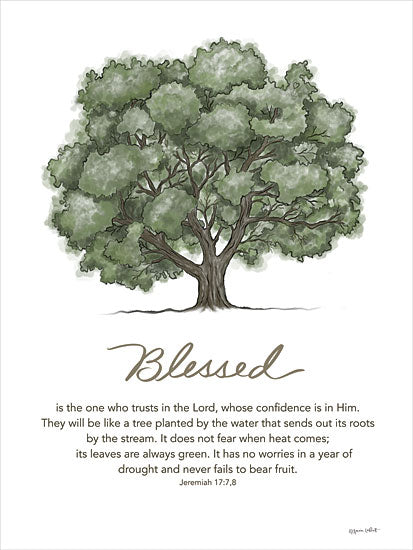 Annie LaPoint ALP2346 - ALP2346 - Blessed - 12x16 Tree, Religious, Blessed, Blessed is the One Who Trusts in the Lord, Jeremiah, Bible Verse, Typography, Signs, Textual Art from Penny Lane