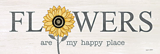 Annie LaPoint ALP2353 - ALP2353 - Flowers Are My Happy Place - 18x6 Inspirational, Flowers are My Happy Place, Typography, Signs, Textual Art, Sunflower, Flower, Fall from Penny Lane