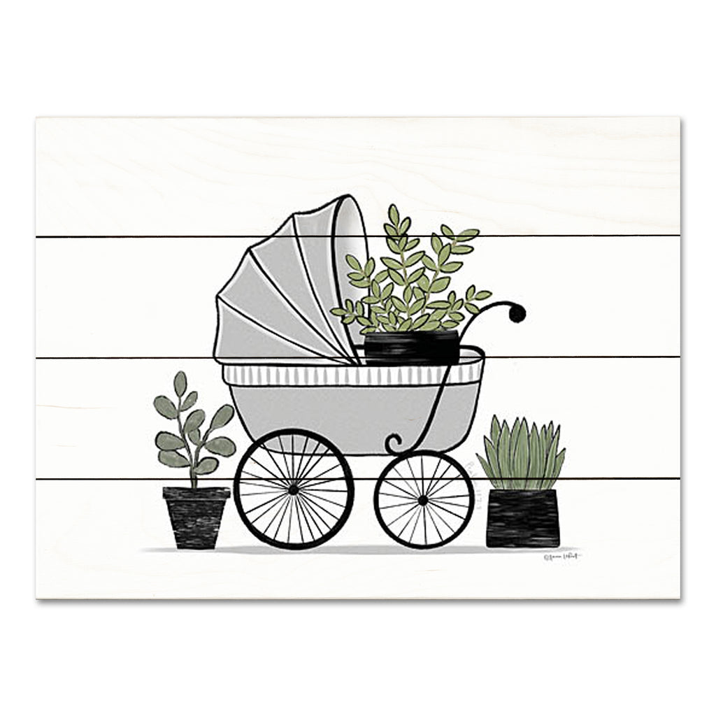 Annie LaPoint ALP2358PAL - ALP2358PAL - Baby's Carriage - 16x12 Baby, Baby's Room, New Baby, Baby Carriage, Plants, Green Plants, Still Life, Potted Plants, Bohemian from Penny Lane