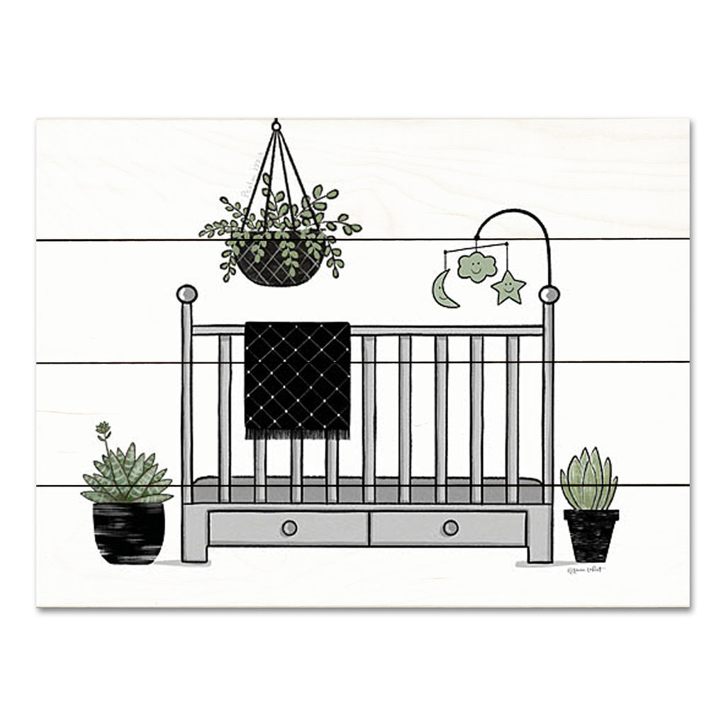 Annie LaPoint ALP2359PAL - ALP2359PAL - Baby's Crib - 16x12 Baby, Baby's Room, New Baby, Baby Crib, Plants, Green Plants, Still Life, Potted Plants, Bohemian from Penny Lane