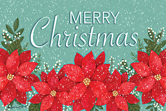 Annie LaPoint ALP2377 - ALP2377 - Merry Christmas Poinsettias II - 18x9 Christmas, Holidays, Merry Christmas, Typography, Signs, Textual Art, Poinsettias, Christmas Flowers, Winter from Penny Lane