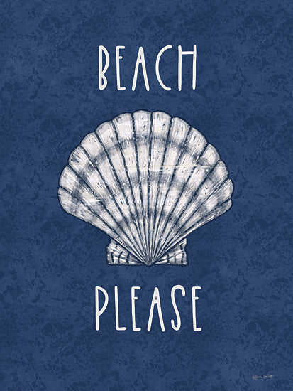 Annie LaPoint ALP2432 - ALP2432 - Beach Please - 12x16 Coastal, Whimsical, Beach Please, Typography, Signs, Textual Art, Shell, Blue & White from Penny Lane