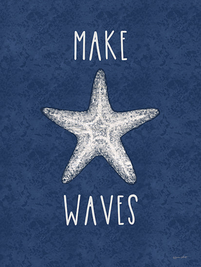 Annie LaPoint ALP2433 - ALP2433 - Make Waves - 12x16 Coastal, Whimsical, Make Waves, Typography, Signs, Textual Art, Shell, Blue & White from Penny Lane