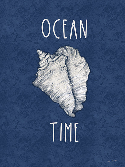 Annie LaPoint ALP2434 - ALP2434 - Ocean Time - 12x16 Coastal, Whimsical, Ocean Time, Typography, Signs, Textual Art, Shell, Blue & White from Penny Lane