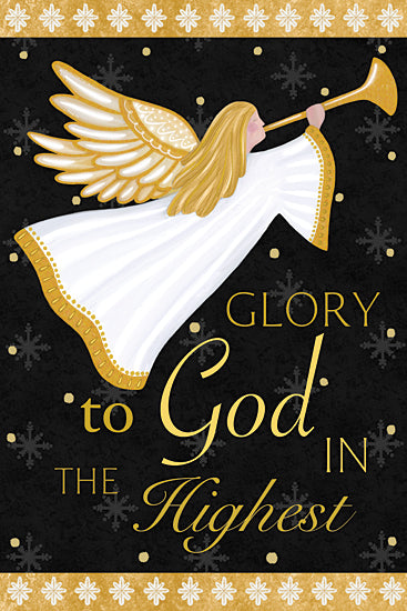 Annie LaPoint ALP2441 - ALP2441 - Glory to God in the Highest I - 12x18 Religious, Angel, Glory to the God in the Highest, Typography, Signs, Textual Art, Black, Gold from Penny Lane