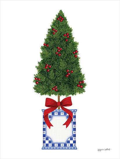 Annie LaPoint ALP2458 - ALP2458 - Christmas Tree Topiary - 12x16 Christmas, Holidays, Topiary, Christmas Tree Topiary, Ornaments, Blue & White Pot from Penny Lane