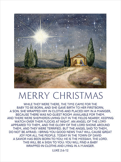 Annie LaPoint ALP2482 - ALP2482 - Merry Christmas Nativity - 12x16 Christmas, Holidays, Nativity, While They Were There, The Time Came for the Baby to be Born, Luke, Bible Verse, Religious, Typography, Signs, Textual Art, Path, Jesus, Mary, Joseph, Star, Manger, Stary Night, Merry Christmas from Penny Lane