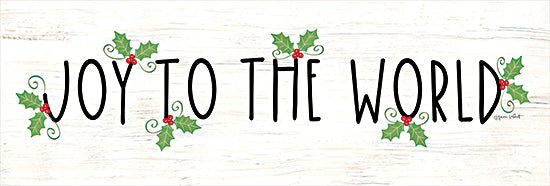 Annie LaPoint ALP2487 - ALP2487 - Holly Joy to the World - 18x6 Christmas, Holidays, Joy to the World, Typography, Textual Art, Holly, Berries, Wood Background from Penny Lane