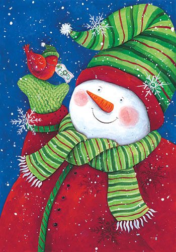 Diane Kater ART1038 - Red Bird Snowman - Snowman, Holiday, Bird from Penny Lane Publishing