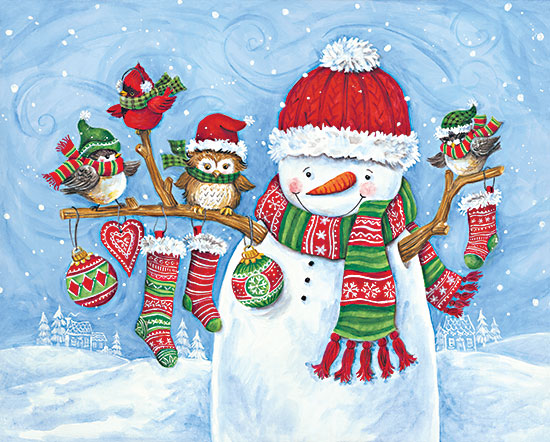 Diane Kater ART1214 - ART1214 - Stocking & Ornament Birds and Snowman - 16x12 Snowman, Owl, Birds, Winter, Holidays, Whimsical from Penny Lane
