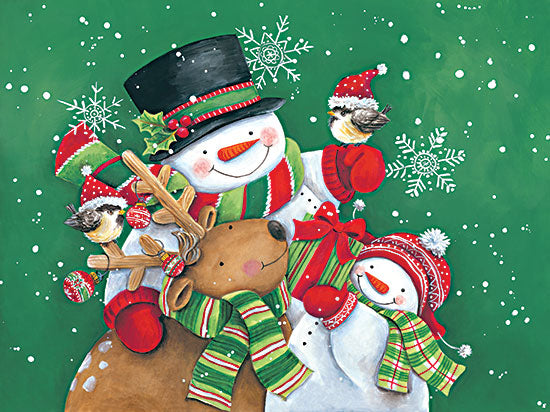 Diane Kater ART1218 - ART1218 - Reindeer and Snowman Friends - 16x12 Snowmen, Reindeer, Birds, Holiday, Winter, Snow, Whimsical, Birds from Penny Lane