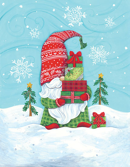 Diane Kater ART1221 - ART1221 - Santa Gnome - 12x16 Santa Claus, Gnomes, Holiday, Winter, Presents, Christmas Trees, Whimsical from Penny Lane