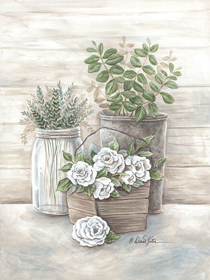 Diane Kater ART1251 - ART1251 - Rose Botanical - 12x18 Still Life, Flowers, White Flowers, Greenery, Jar, Neutral Palette from Penny Lane