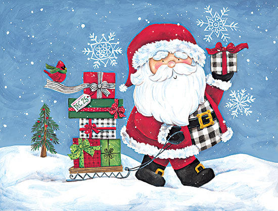 Diane Kater ART1259 - ART1259 - Gifting Santa II - 16x12 Santa Claus, Holidays, Christmas, Presents, Cardinal, Winter, Snowflakes from Penny Lane