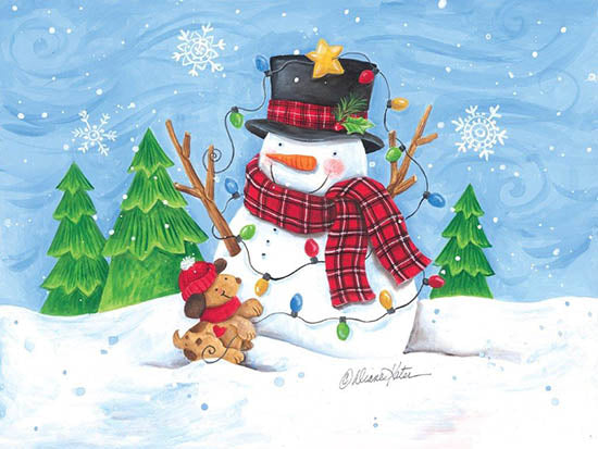 Diane Kater Licensing ART1279LIC - ART1279LIC - Snowman and Christmas Lights - 0  from Penny Lane