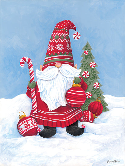 Diane Kater ART1309 - ART1309 - Gnome Santa - 12x16 Christmas, Holidays, Santa Claus, Gnomes, Sweater, Candy Canes, Red & White, Winter from Penny Lane