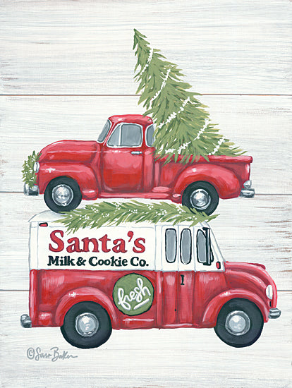 Sara Baker BAKE172 - BAKE172 - Santa's Milk and Cookie Co. - 12x16 Holidays, Christmas Trees, Truck, Milk Truck, Shiplap, Santa's Company from Penny Lane