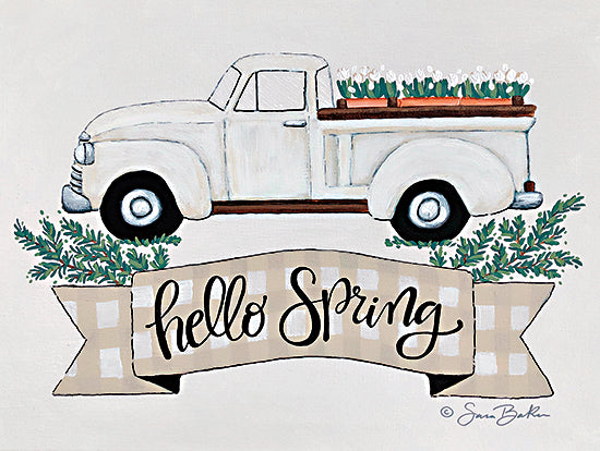 Sara Baker BAKE186 - BAKE186 - Hello Spring Tulip Truck    - 16x12 Hello Spring, Truck, Tulips, Flowers, Springtime, Signs from Penny Lane