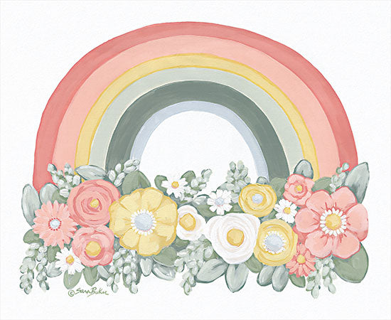Sara Baker BAKE234 - BAKE234 - Floral Rainbow - 16x12 Whimsical, Rainbow, Flowers, Nature, Pink, Yellow, White Flowers, Spring from Penny Lane